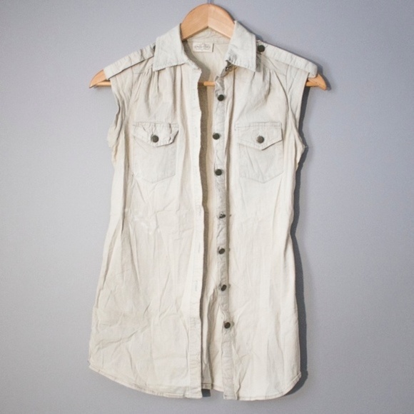 Cream Buttoned Vest - Picture 1 of 5